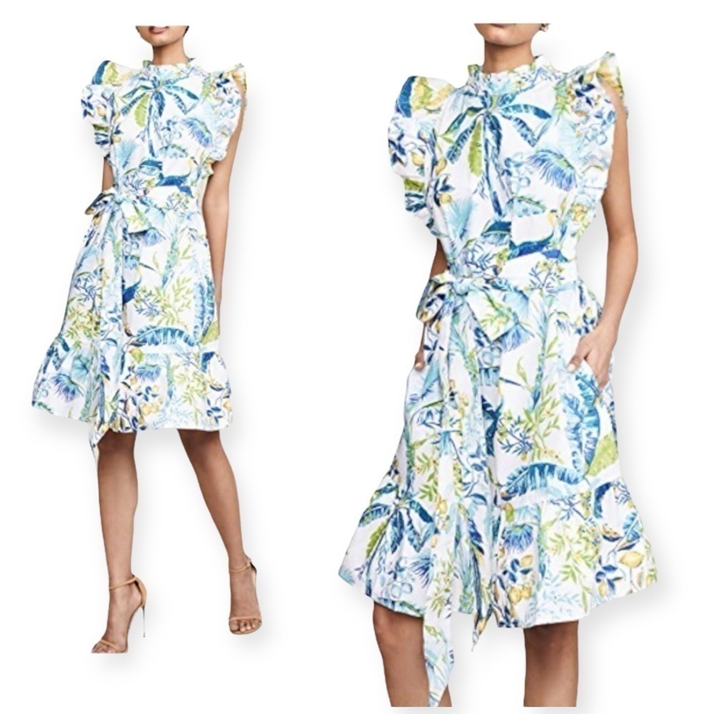 NWT Banjanan Bulbul Dress in Lisbon Garden White Print Size XS